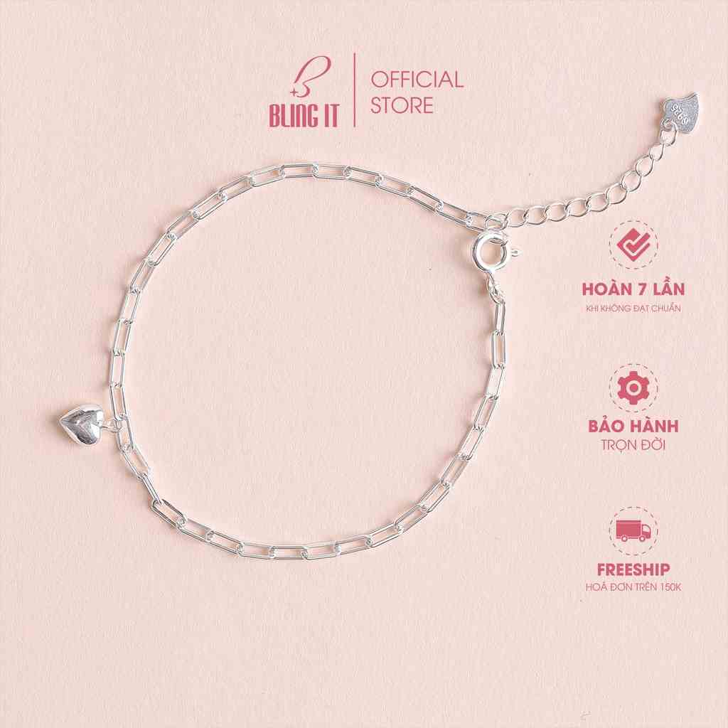 Lắc Tay Bạc Nữ 925 BLING IT Trái Tim Đơn Giản Nữ Tính Tiểu Thư, Quà Tặng Valentine 14/2, Quà 8/3 Ý Nghĩa - BIVT138