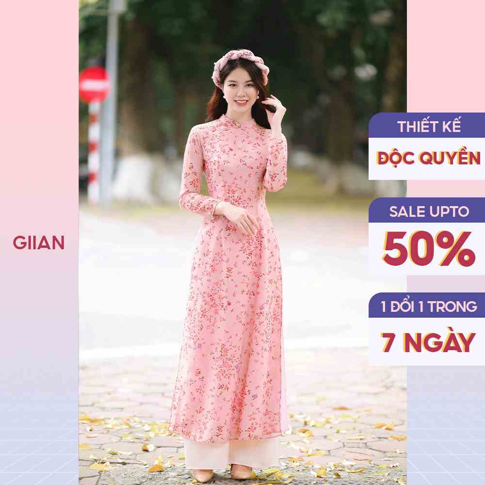 Áo dài truyền thống hoa nhí thiết kế chính hãng Giian - GAD162