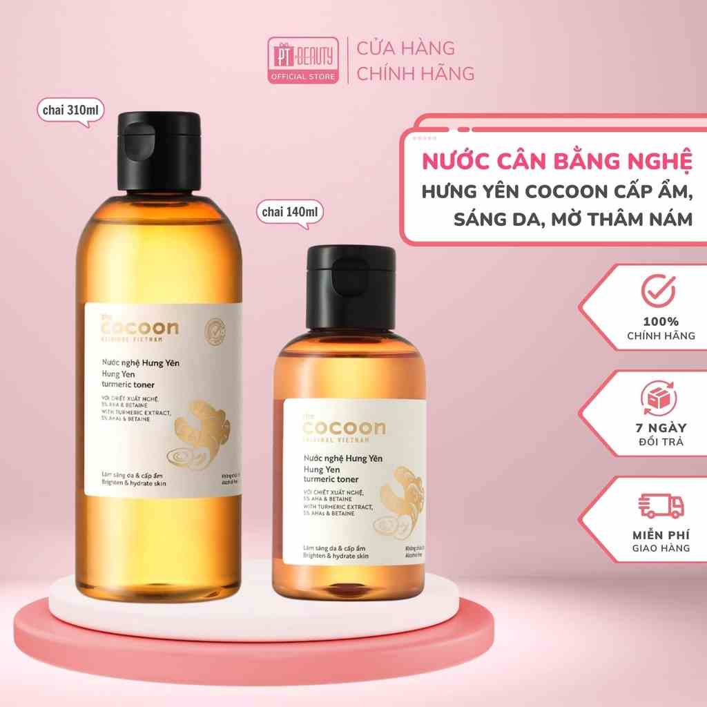 [Mã BMLTA35 giảm đến 35K đơn 99K] Nước nghệ Hưng Yên (toner) COCOON cấp ẩm sáng da mờ thâm nám