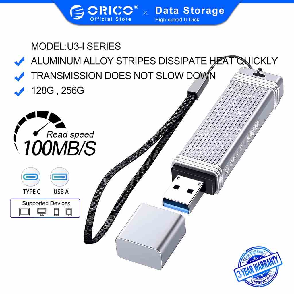 Orico USB 3.0 Lên Đến 100MB / s Dung Lượng 64GB / 128GB / 256GB / Hỗ Trợ Windows Linux MacOS iPadOS (U3)