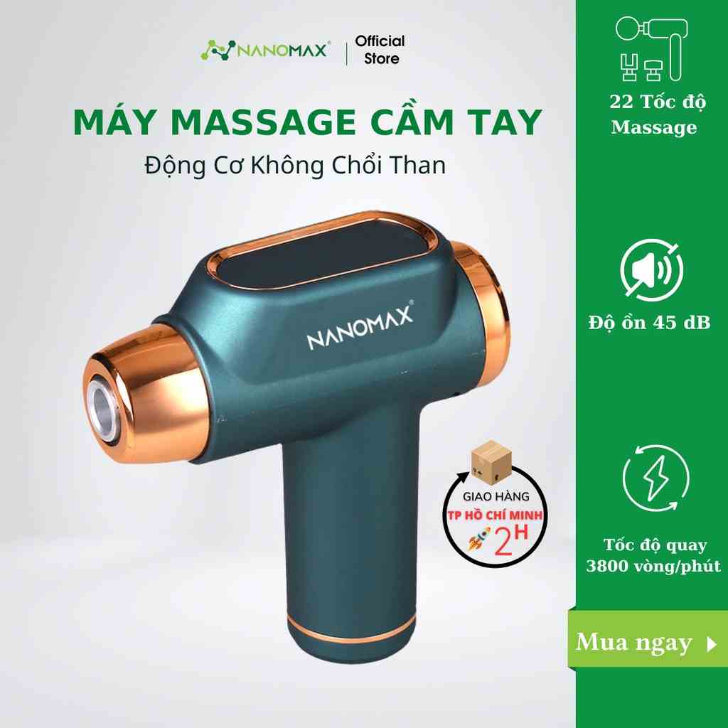 Máy Massage Cầm Tay Mini Nanomax Mn-02, Đấm Lưng Mát Xa Trị Liệu Cổ Vai Gáy 4 Đầu 22 Chế Độ, Động Cơ Không Chổi Than