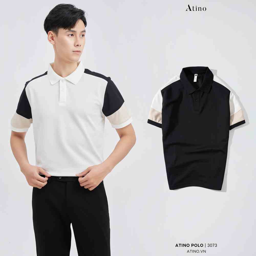 Áo Polo Nam Phối Tay Raglan ATINO vải cá sấu Cotton thoáng mát trẻ trung chuẩn form regular PL2.3073