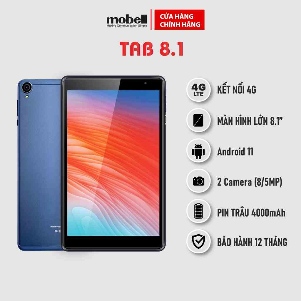 [Mã BMLTB200 giảm đến 100K đơn 499K] Máy Tính Bảng mobell Tab 8.1 Android 11 4G+WIFI RAM 2G