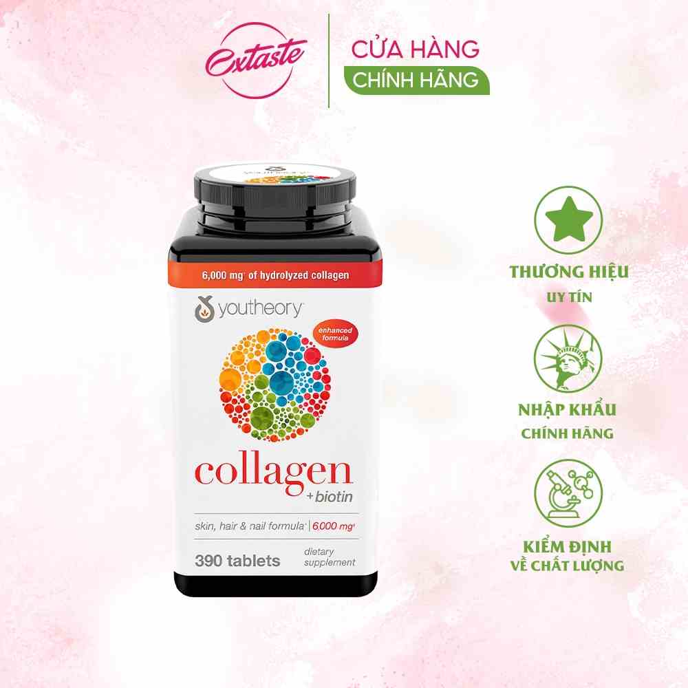 Viên uống bổ sung collagen youtheory Collagen Type 1,2,3 (390 Viên) Healthy care extaste