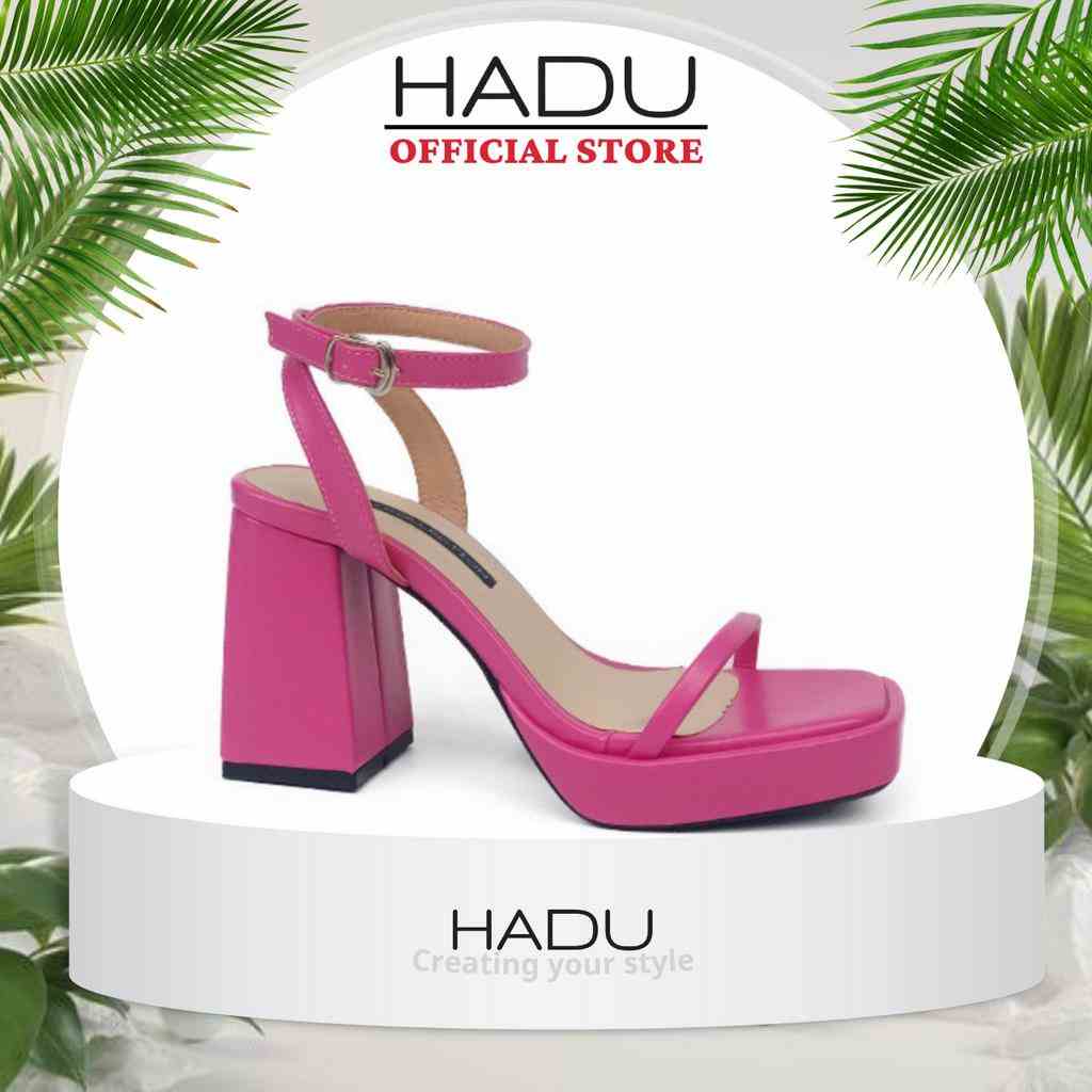 Giày Sandal Gót Vuông 9P Quai Ngang Dây Mảnh Đúp Trước 3P HADU M949, BH 24 Tháng