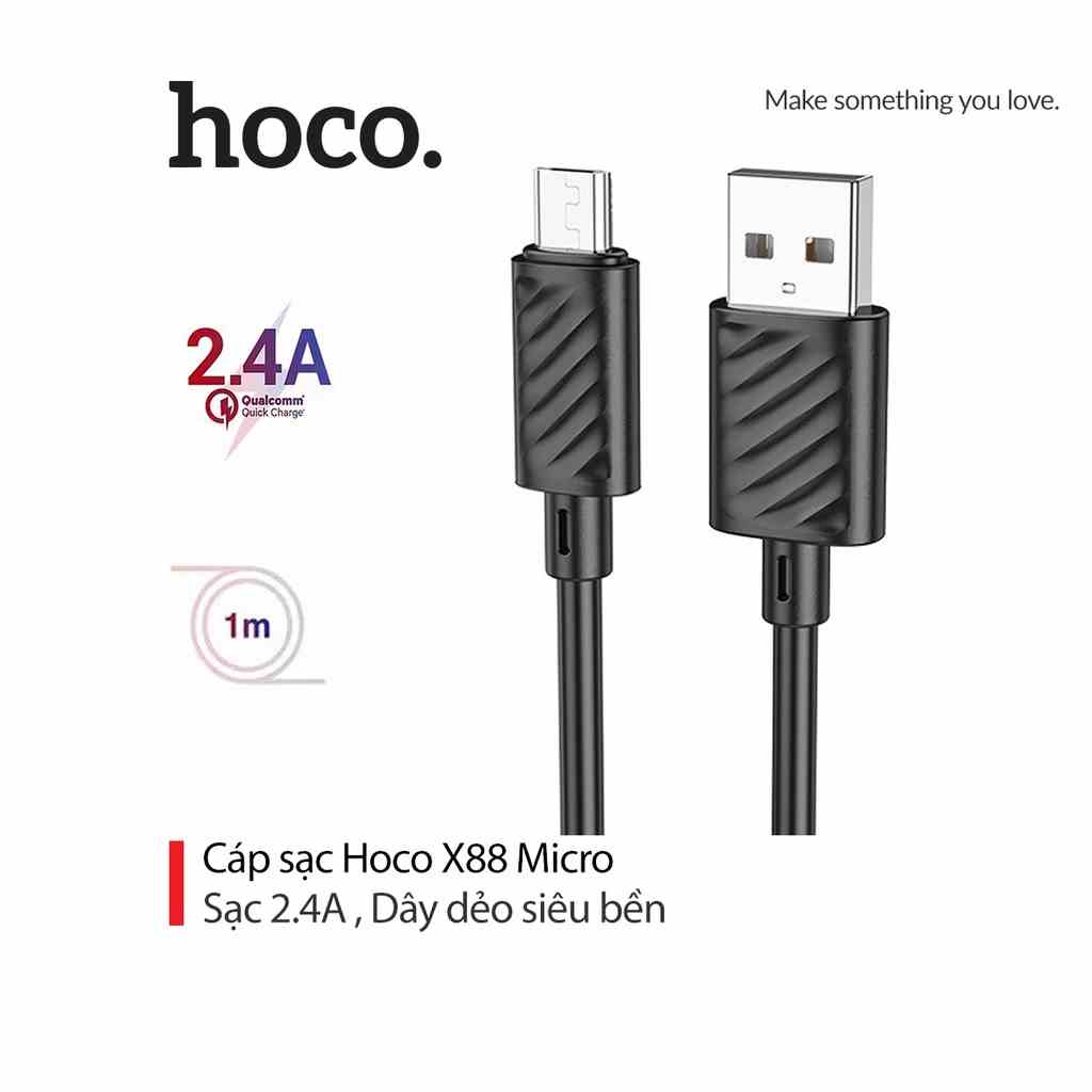 Cáp sạc Hoco X88 chân Micro sạc nhanh 2.4A thiết kế chống gãy gập cho Android dài 1M ( Đen )