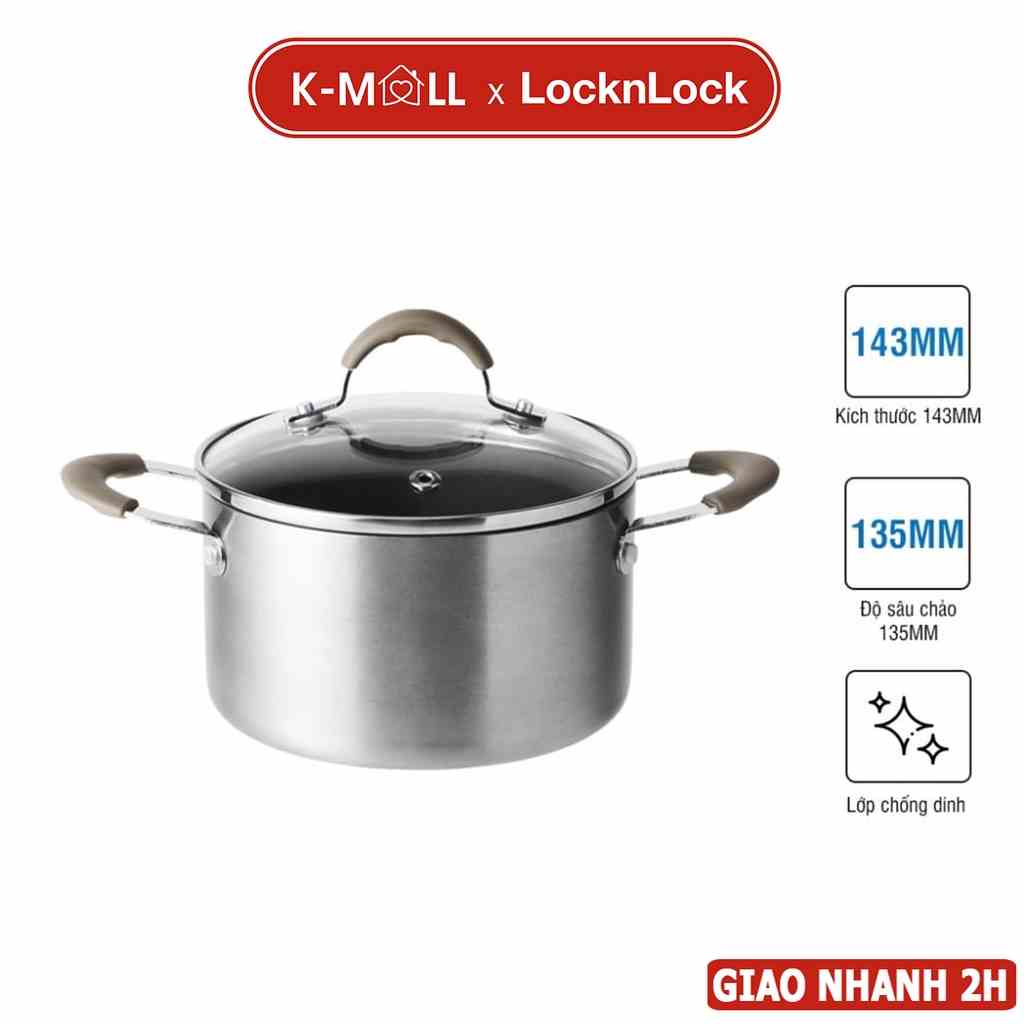 Nồi quai cầm LocknLock Handycook có nắp đậy 14cm nhỏ gọn tiện lợi màu xám LHD1142, KHÔNG DÙNG TRÊN BẾP TỪ - K-MALL