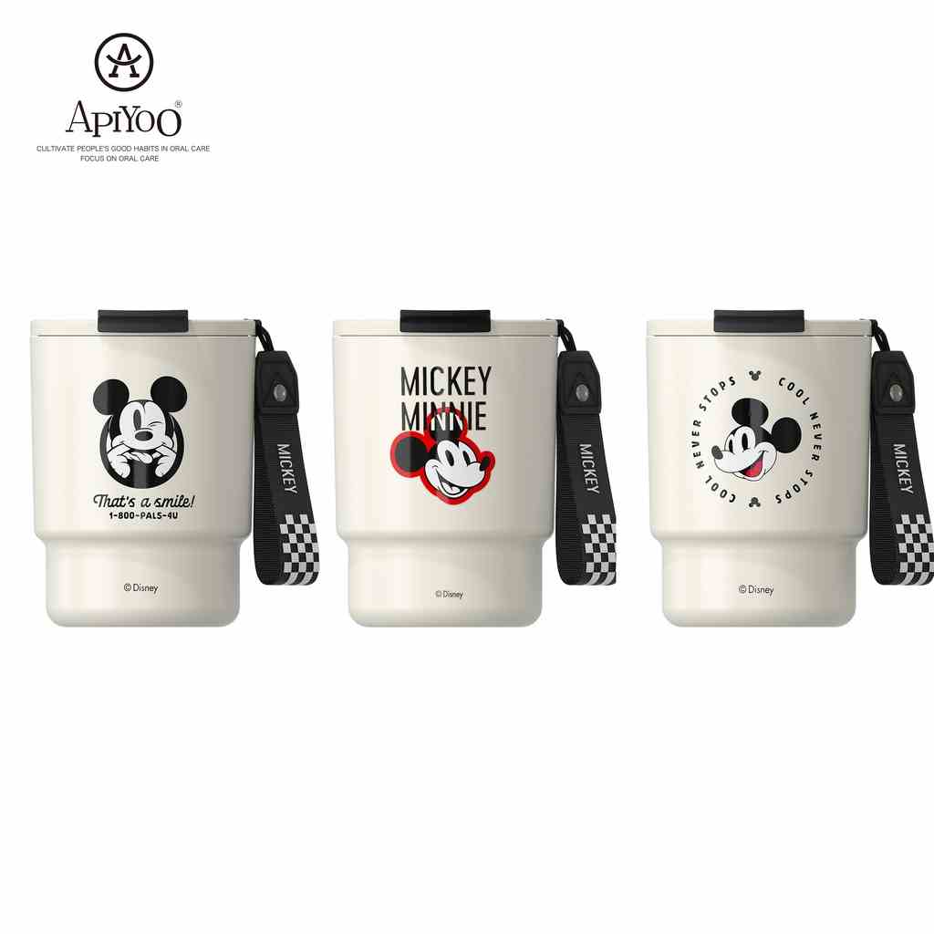 Cốc uống nước/ cà phê APIYOO hình Mickey Disney 3 loại ủy quyền chính hãng ruột thép không gỉ 316 360ml
