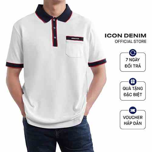 Áo Thun Polo Nam Spandex Crocodile Basic ICON DENIM Form Slim Fit Cổ Phối Viền Đỏ Đen PLID0022