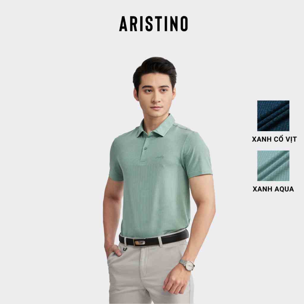 Áo polo nam ngắn tay ARISTINO phom Slim fit, thiết kế khỏe khoắn, họa tiết dệt tinh tế, nhã nhặn - APS212S2