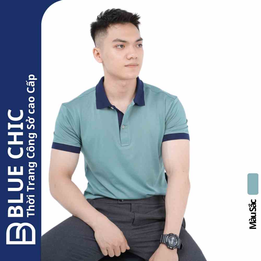 [Mã BMLTB200 giảm đến 100K đơn 499K] Áo Polo Nam BLUECHIC Cổ Bẻ Màu Xanh Ve Tường Trẻ Trung Năng Động