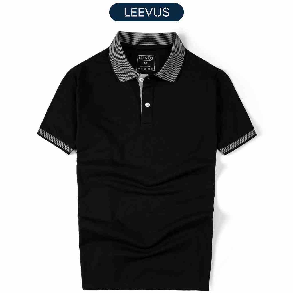 Áo Polo nam STRIPES LEEVUS phối bo dệt, vải CVC cá sấu, form regular APL275