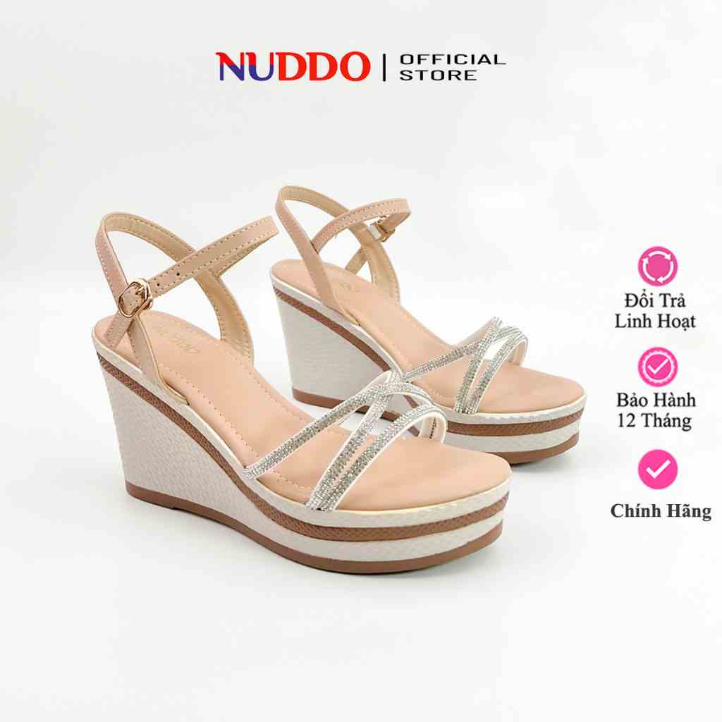 Giày Sandal Nữ Đế Xuồng Siêu Êm 9 Phân, Guốc Hở Mũi Cao Gót 9cm Quai Đá Nuddo _ N336X