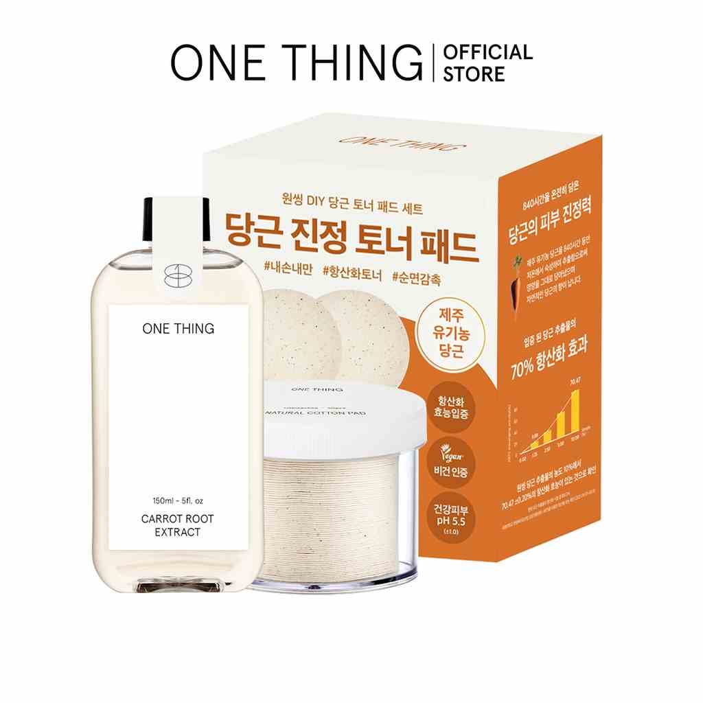 Bộ Miếng Đệm Toner One Thing Carrot Root Extract (150ml) + Unbleached Cotton Pad (60 Miếng)