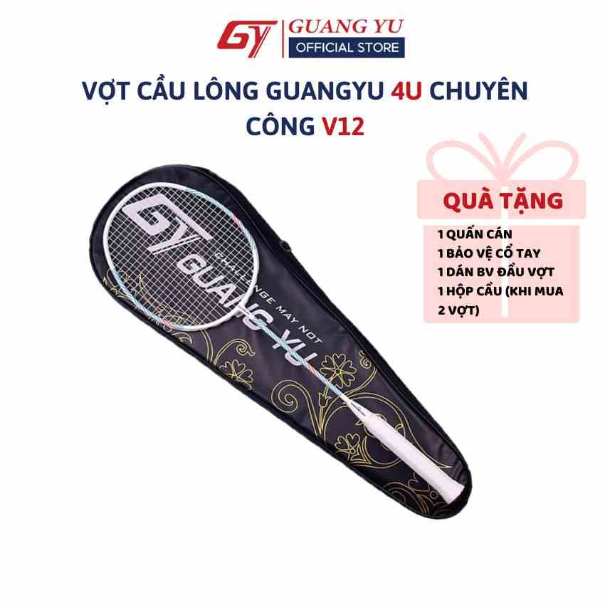 Vợt Cầu Lông 4U GUANG YU Khung Carbon Trọng Lượng 85G Thân Cứng Chuyên Công V12