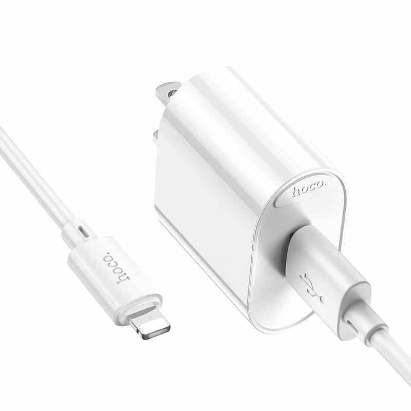 [Mã BMLTB35 giảm đến 35K đơn 99K] Bộ sạc nhanh 3A/18W Hoco C109 chân dẹt 1 cổng USB kèm dây sạc dài 1M cho i.P 12/13/14