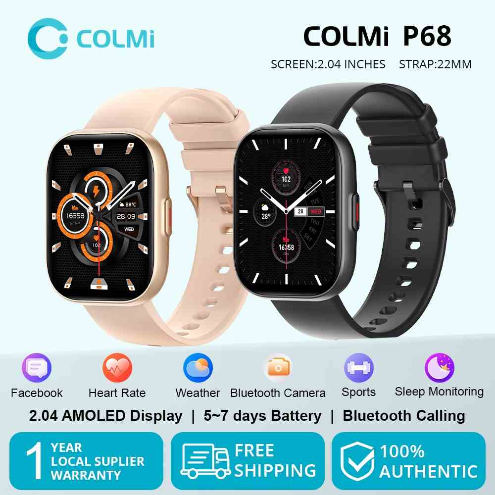 Đồng Hồ Thông Minh COLMI P68 AMOLED IP67 Chống Nước IP67 Kết Nối Bluetooth 22MM Pin Dài 5~7 Ngày