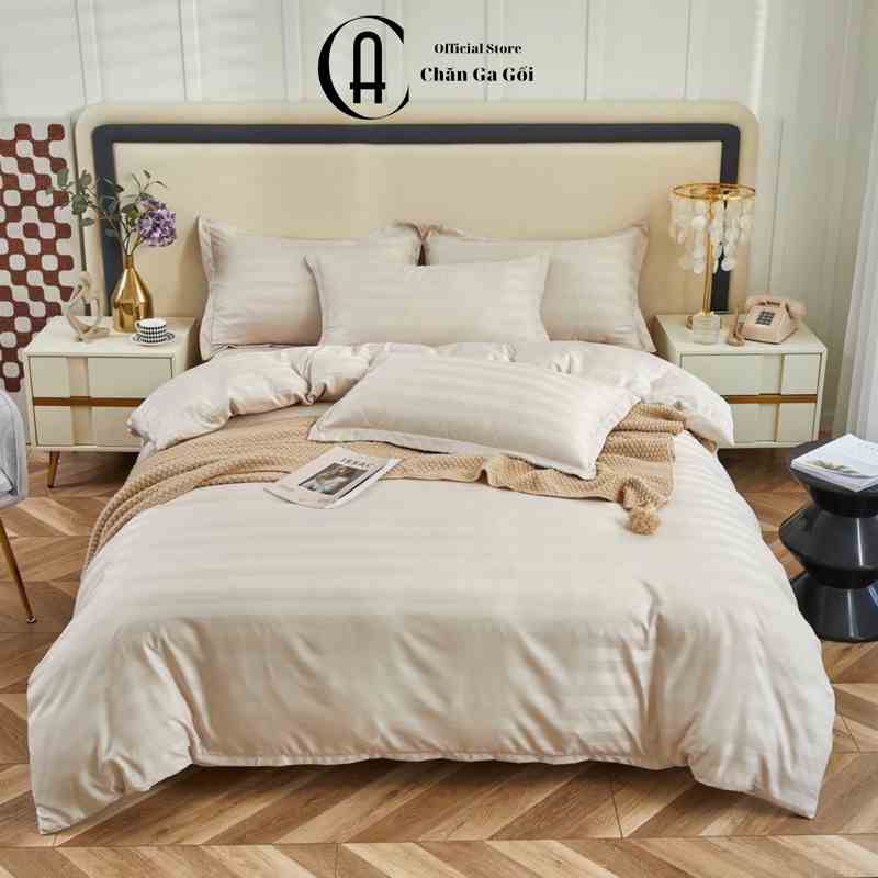 [Mã BMLTA35 giảm đến 35K đơn 99K] Bộ Chăn Ga Gối Cotton Lụa 3F Nhiều Màu CA Bedding Decor