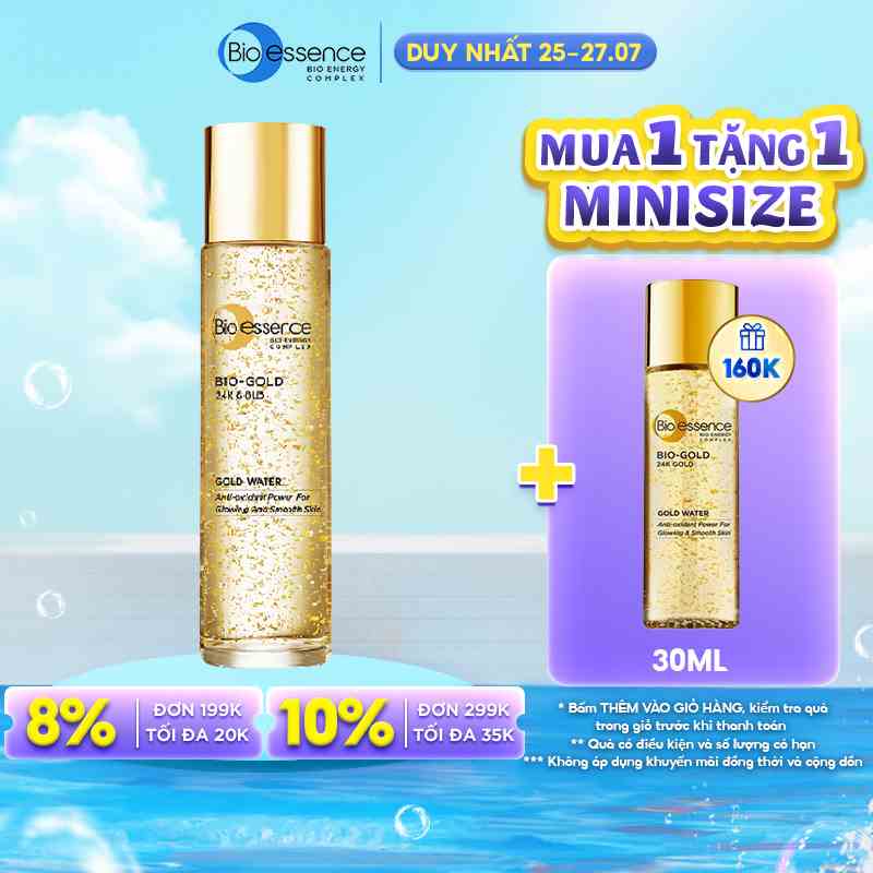 [DATE 5/2024] Nước dưỡng ngăn ngừa lão hóa Bio-Essence Bio-Gold Bio-Essence Gold chiết xuất vàng 24k 150ml