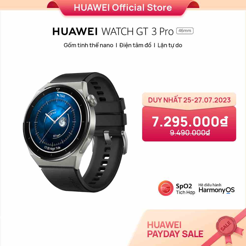 [Mã ELCN02 giảm 500K đơn 300K] Đồng Hồ Thông Minh HUAWEI WATCH GT 3 Pro | Gốm tinh thể nano | Điện tâm đồ | Lặn tự do