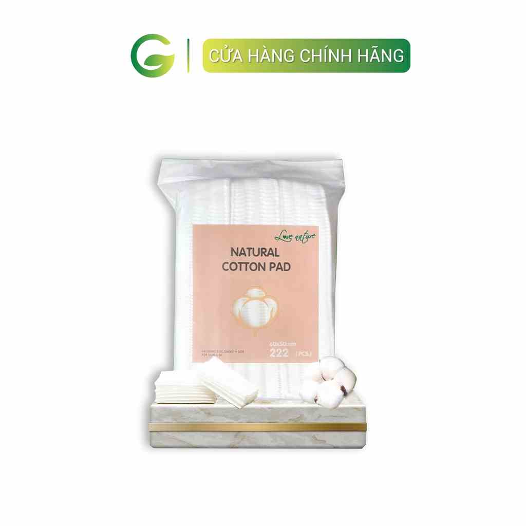 Bông tẩy trang 222 miếng Natural Cotton Pads 3 lớp chất lượng cao 100% cotton tự nhiên Love Nature Goldenlife