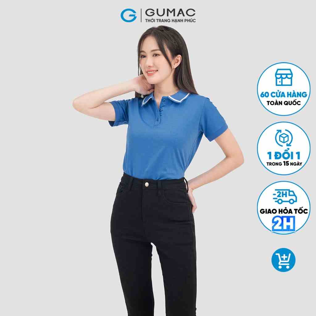 Áo polo nữ phối viền thời trang GUMAC ATC07010