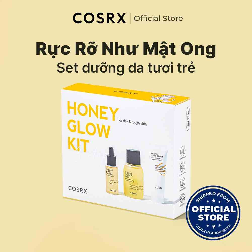 Set dưỡng da keo ong COSRX gồm toner 30ml + tinh chất 10ml + kem dưỡng 15ml