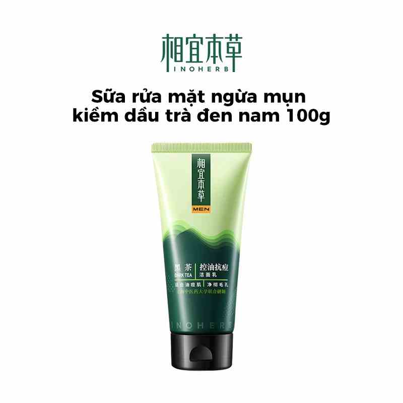 Sữa rửa mặt INOHERB từ trà hỗ trợ giảm mụn kiềm dầu cho nam 100g