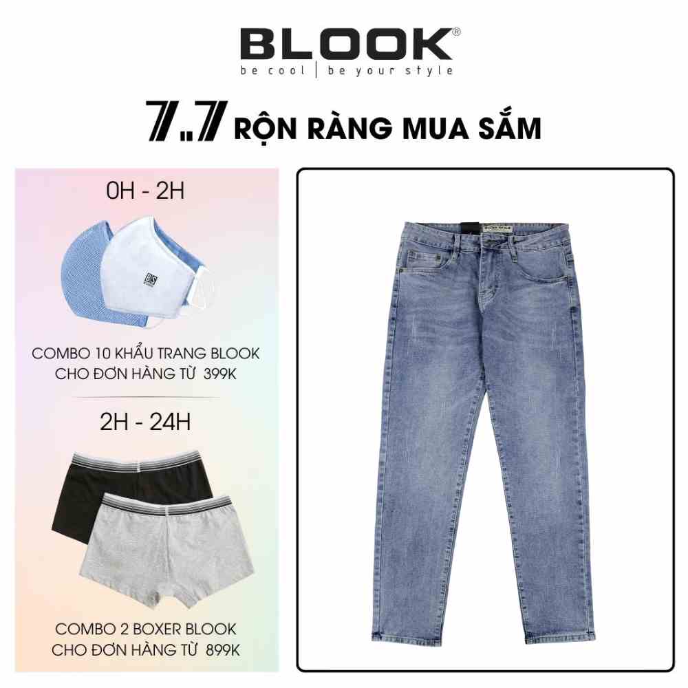 Quần Jeans Dài nam slimfit BLOOK xanh denim SS22 mã 30281