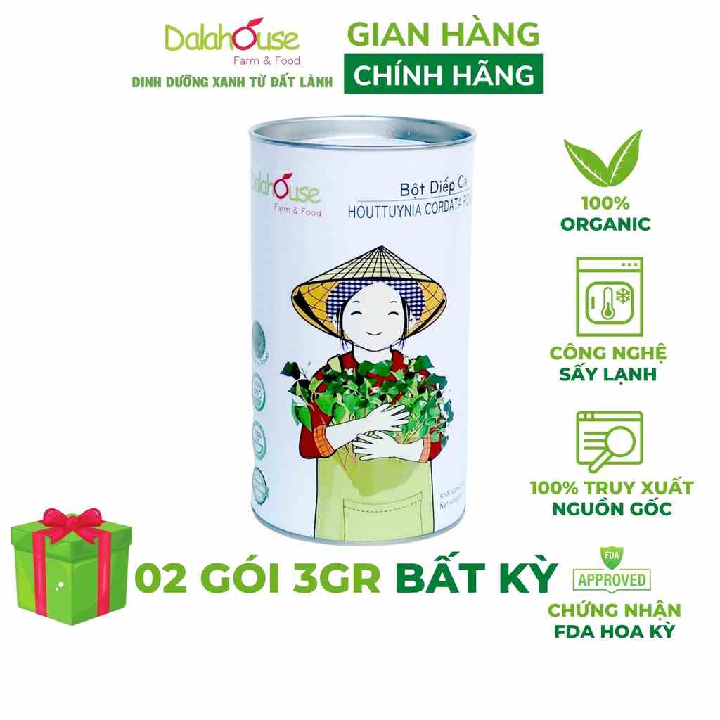 Bột diếp cá nguyên chất Dalahouse công nghệ sấy lạnh tiêu chuẩn Châu Âu hộp 120 gr