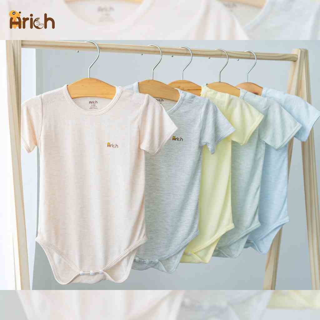 Body chip cộc tay màu trơn Arich newborn-18 tháng