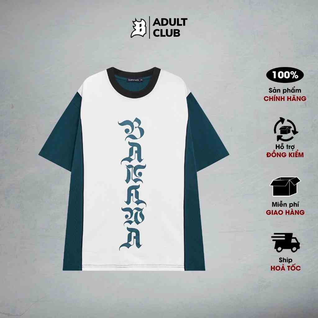 Áo thun Local Brand Banawa áo phông cotton 2 chiều oversize tay lỡ nam nữ unisex - Panel Tee - Màu Xanh Lá