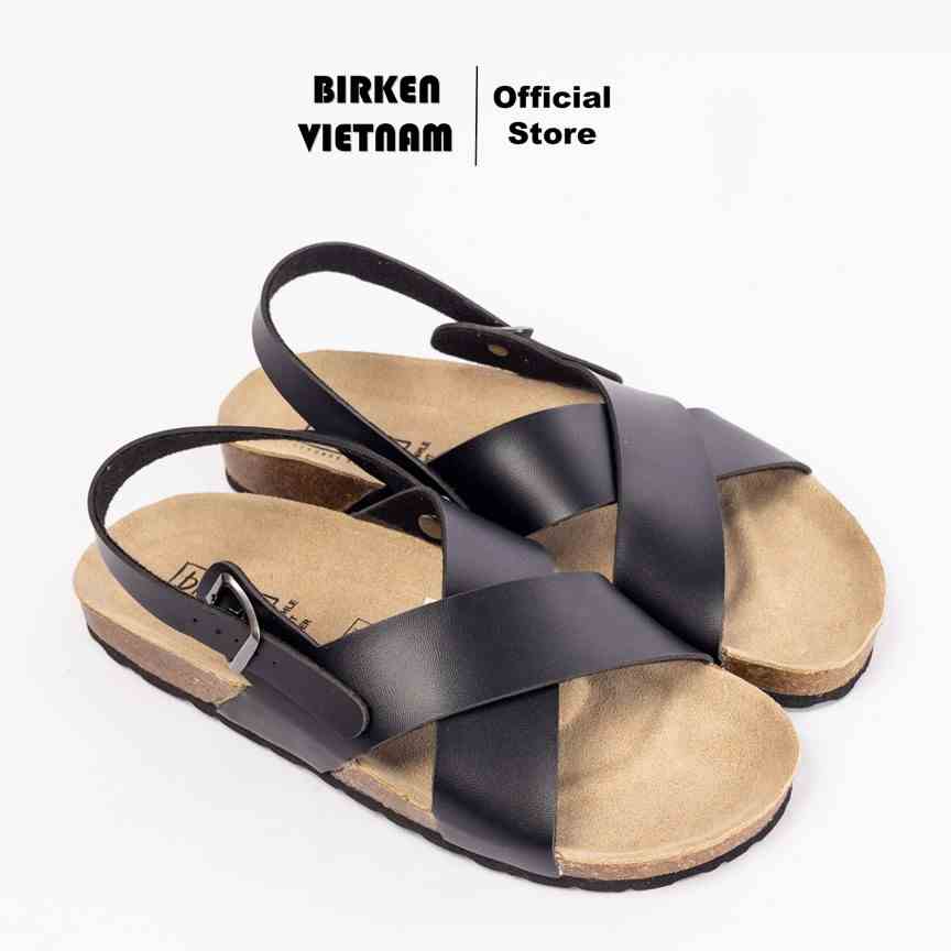 Mã PU11 - Sandal công sở Birken Đế Trấu BIOLINE Official Unisex Nam nữ văn phòng Quai Chữ X Da PU cao cấp