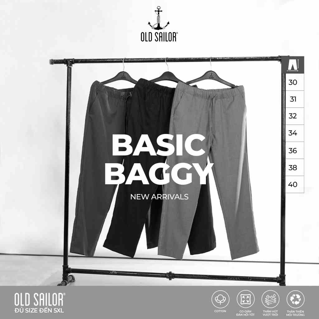 Quần Tây Baggy OLD SAILOR Quần Tây Nam Lưng Thun Chất Vải Cotton Mềm Mại Thấm Hút Mồ Hôi Thiết Kế Phong Cách Hàn Quốc