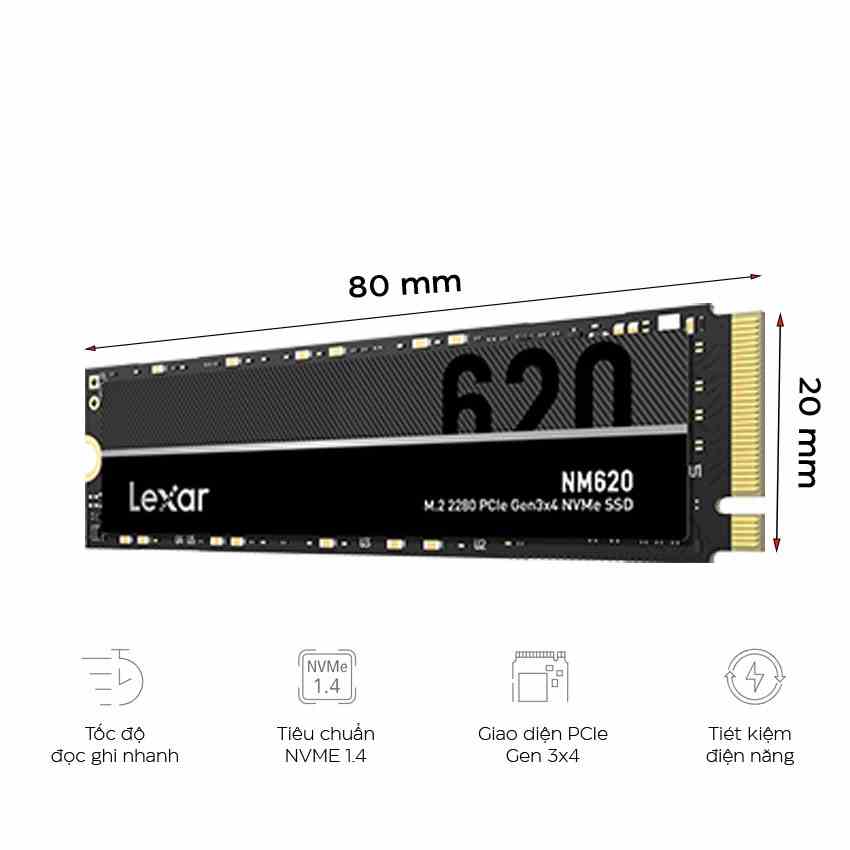 [ELCL7 Giảm 7% Tối Đa 500K] Ổ Cứng SSD Lexar NM620 512GB M.2 2280 NVMe Up to 3300MB/s - Hàng Chính Hãng