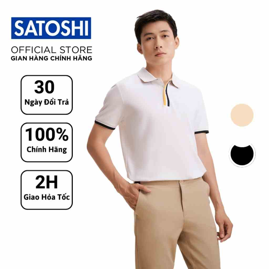 [Mã BMLTB200 giảm đến 100K đơn 499K] Áo Polo Satoshi Micro Pique SAPL83 phối màu có cổ tay ngắn lịch sự, sang trọng