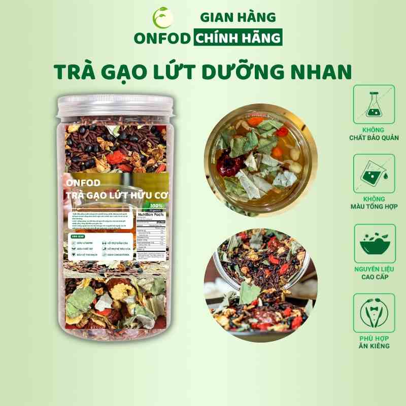 Trà gạo lứt dưỡng nhan đậu đen hoa nhài ONFOD ăn kiêng giảm cân, thanh nhiệt mát gan giải độc healthy ONFOD 600g