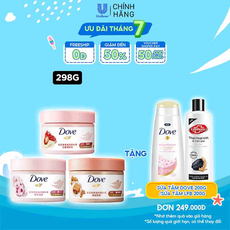 [CHÍNH HÃNG ĐỘC QUYỀN] Smoothie Tẩy Tế Bào Chết Body Dove Chăm Da Sáng Mịn 298g