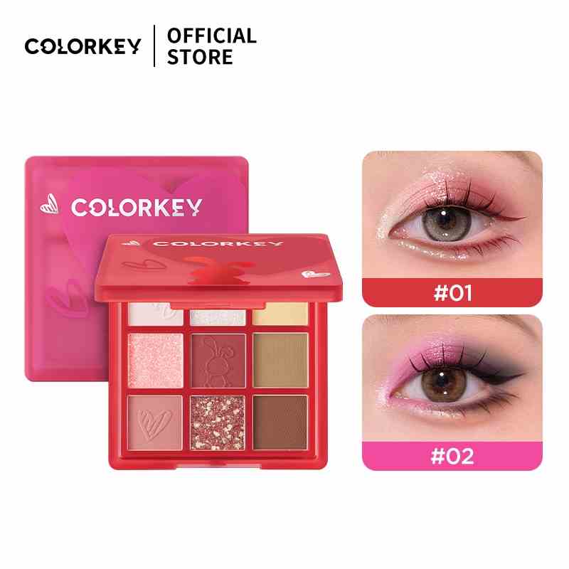 【COLORKEY】Bảng Phấn Mắt 9 tone màu Thỏ Trang Điểm Mờ