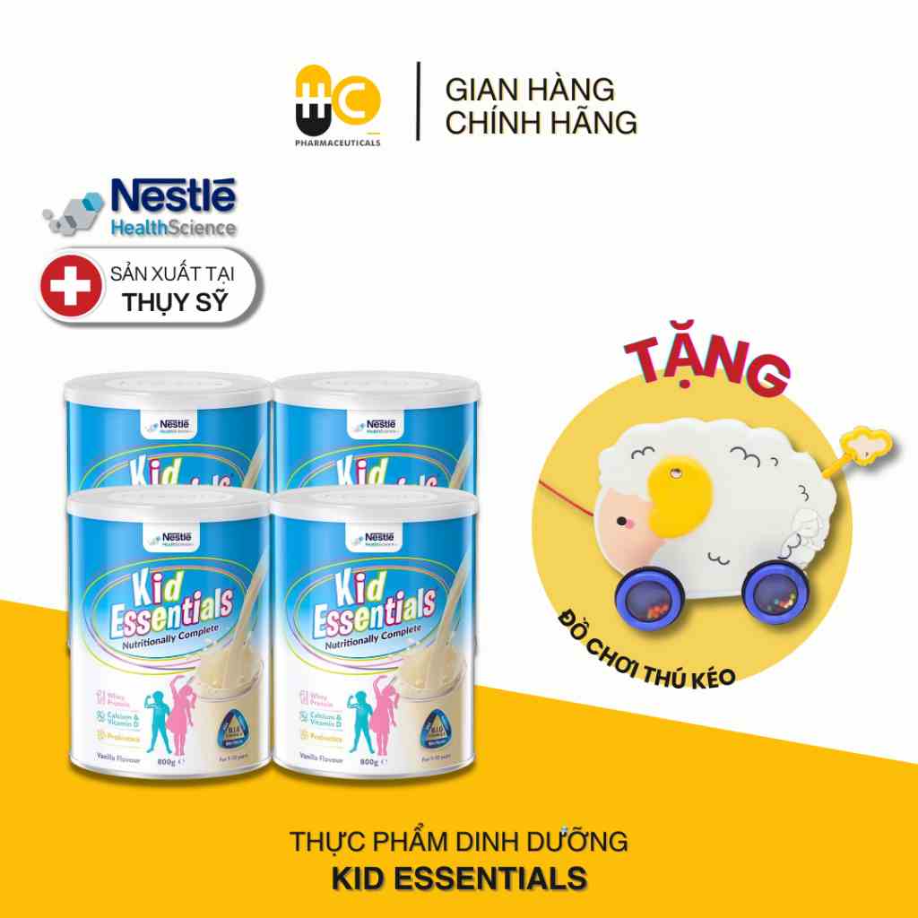 Combo 4 lon Sữa Kid Essentials mẫu mới cho trẻ biếng ăn, chậm tăng cân- 800g [NHẬP KHẨU CHÍNH HÃNG]