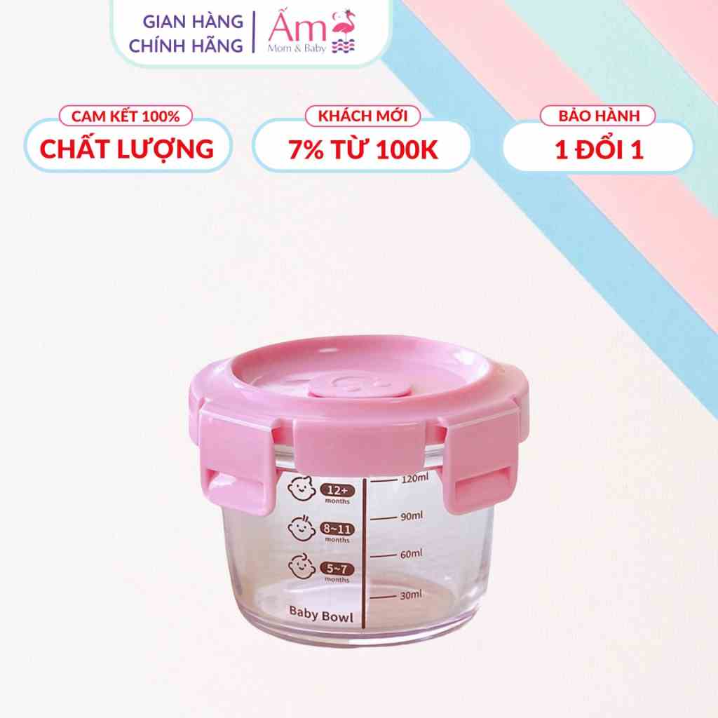 Hũ Đựng Thuỷ Tinh Nấu Cháo Ấm Baby Có Chia Vạch ml - Hộp Trữ Đông Thực Phẩm Có Nắp Cho Bé 100/130ml Ấm Gift Decor