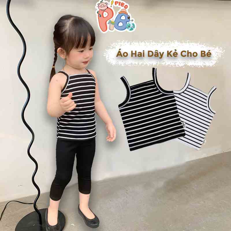 Áo Hai Dây Bé Gái Vải Zip Kẻ Co Dãn 4 Chiều, Mềm, Thoáng Mát - BabyBoo - PiBo Store