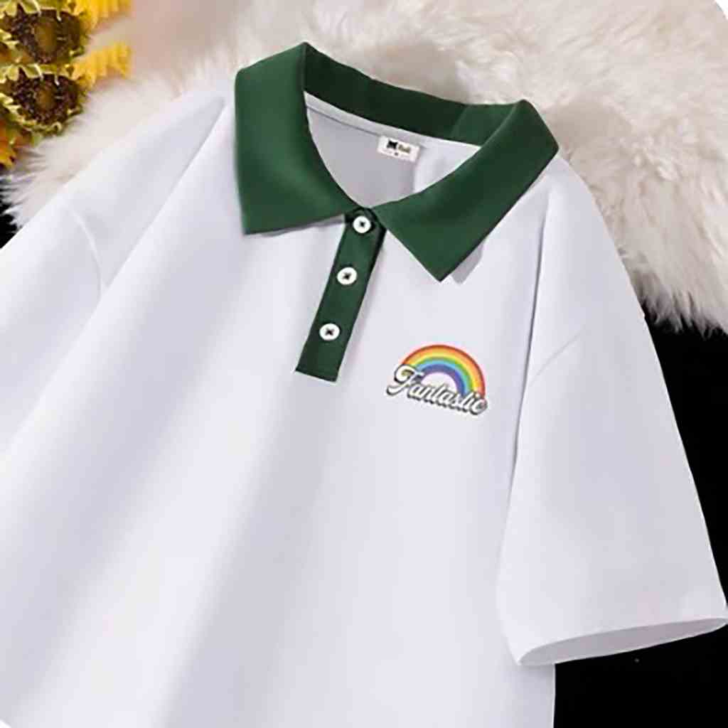 Áo Polo Nam Nữ Tay Lỡ In Hình Cầu Vồng NAD Unisex - Áo Cổ Bẻ Chất Cotton Cá Sấu Mềm Và Mát