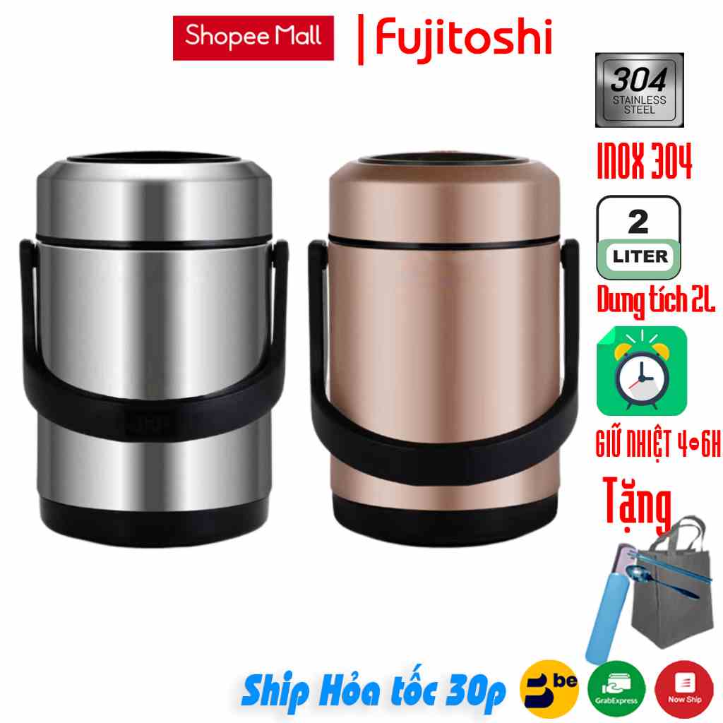 Hộp đựng cơm giữ nhiệt 3 tầng 3 khay Fujitoshi GN3T đựng cơm đồ ăn giữ nhiệt 4 - 6H