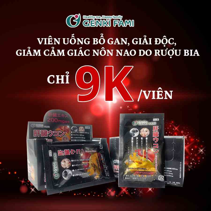 [Mã BMLTB200 giảm đến 100K đơn 499K] Viên Uống Bổ Gan, Giải Rượu Kanzo Ukon Hộp 30 Viên Genki Fami Nhật Bản