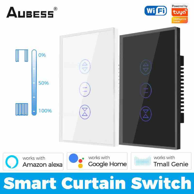 Aubess Nhà Thông Minh Wifi Cảm Ứng Cửa Sổ Công Tắc Cửa Cuốn Bluetooth Hai Chế Độ Hỗ Trợ Alexa Ứng Dụng Giọng Nói Thời Gian