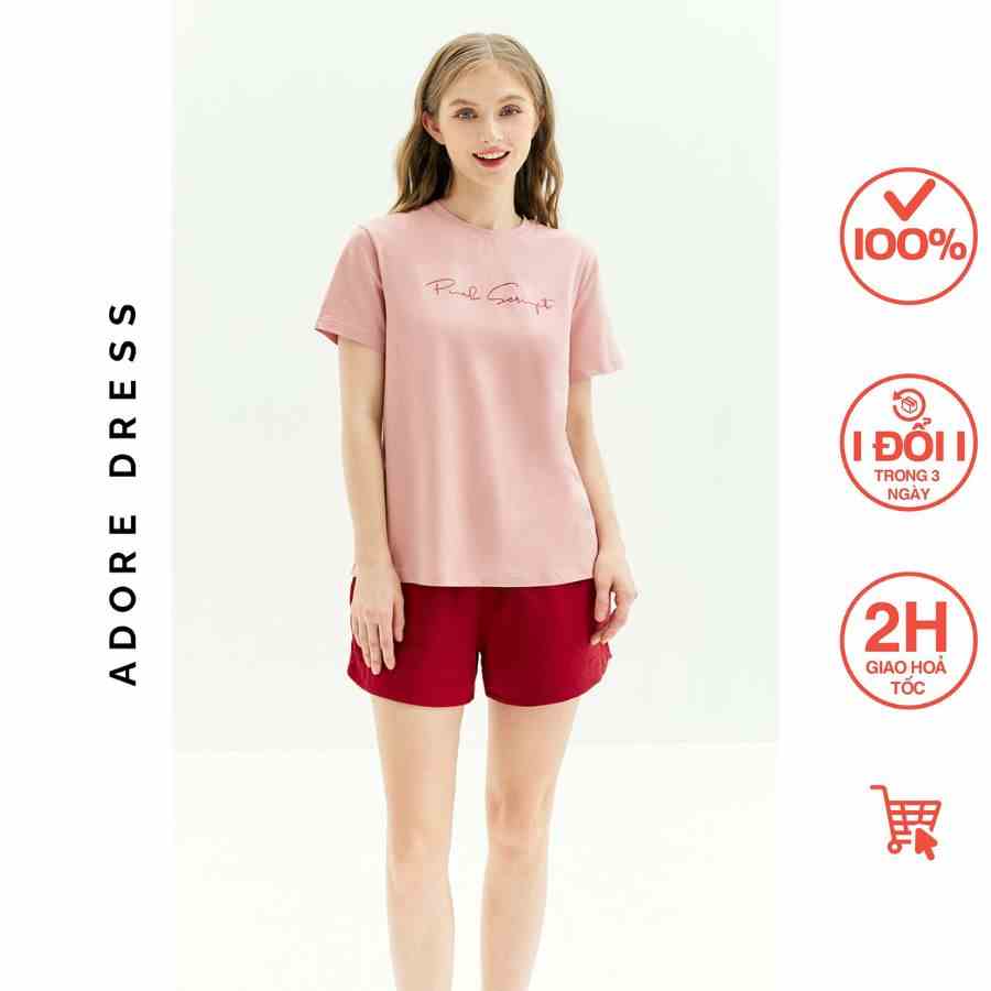 Set home áo phông quần shorts cotton hồng san hô 311HO3003 ADORE DRESS