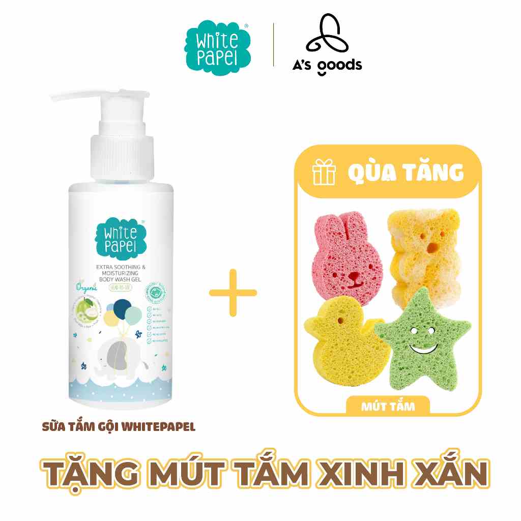 Gel tắm Dịu Da và Dưỡng Ẩm Hữu Cơ Tự Nhiên Organic White Papel 250ml