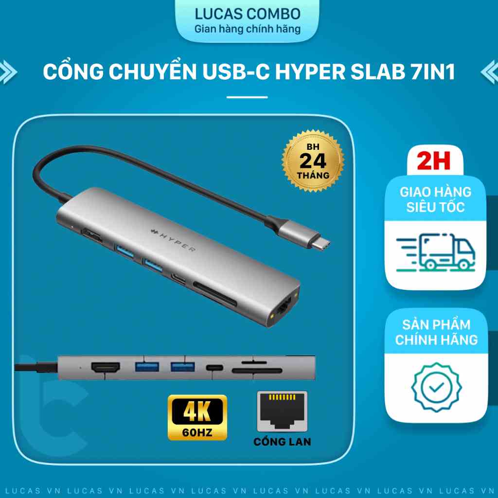 Hub/ Cổng Chuyển USB-C Hyperdrive Slab 7in1