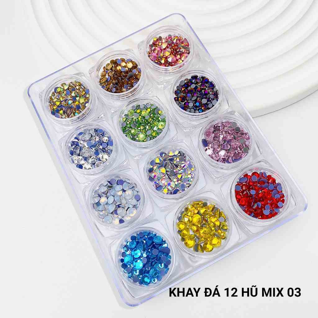 Khay đá nail 12 màu chân lưới 12 khía dành cho học viên ANGELICA KD12HM